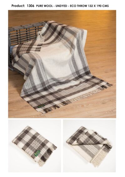 Pure Wool Undyed Blanket Brown and Cream