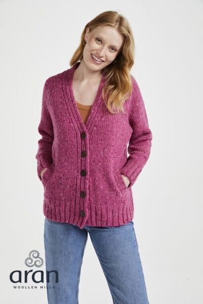 Ladies Donegal Cardigan Pink