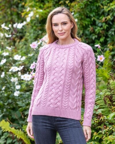 Cropped Aran Sweater Rose Ash