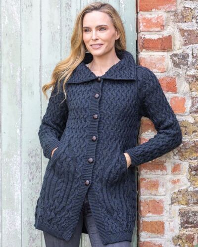 Irish Aran Coatigan Blackwatch