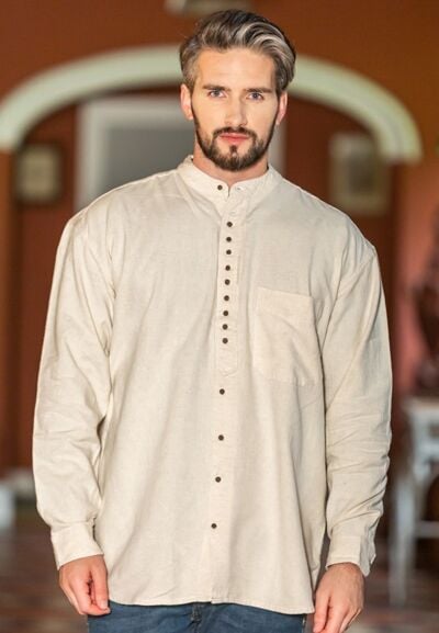  Traditional Grandfather Shirt - Stone