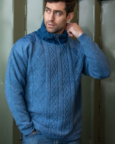 Fully Lined Cowl Neck Sweater Blue
