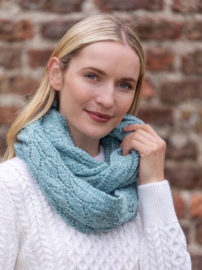 100% Merino Wool Infinity Scarf Aqua