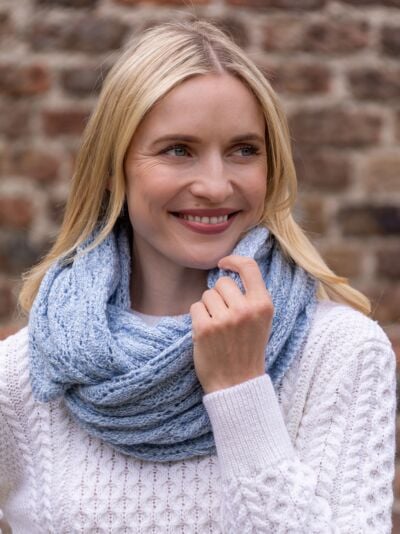 100% Merino Wool Infinity Scarf Sky Blue