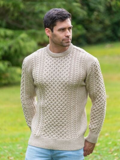 Fisherman Aran Sweater Parsnip Merino Wool