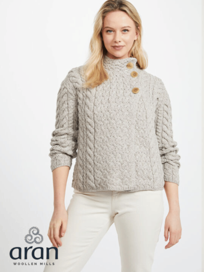 Supersoft Aran Cardigan with 3 buttons - Oatmeal