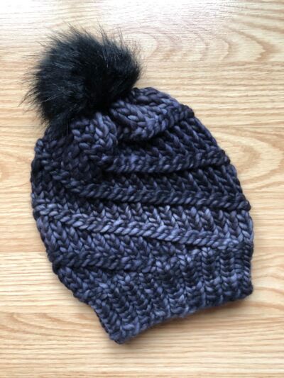 Handmade in Ireland - Super Soft hat with pom pom - CHARCOAL MIX