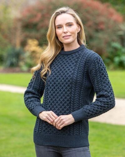 Unisex Merino Wool Aran Sweater - Blackwatch