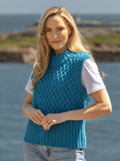 Trellis Crop Vest Blue
