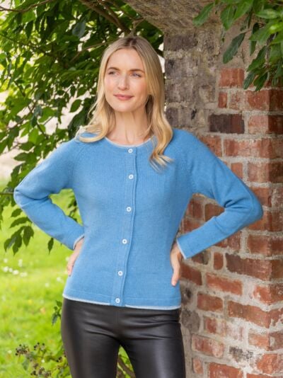 Wool and Cashmere Cardigan Azure Blue