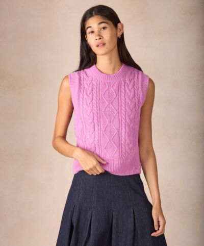 Callie Cable Vest Heather