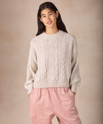Eva Cable Knit Crew Neck Chalk