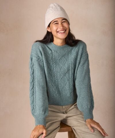 Eva Cable Knit Crew Neck Ocean