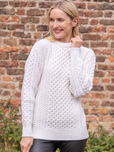 Unisex Merino Wool Aran Sweater Natural