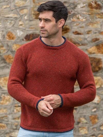 Men's Wool and Cashmere Crew Neck Copper Marl