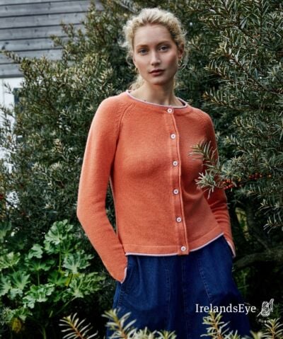 Wool and Cashmere Killiney Cardigan Coral
