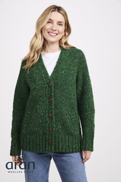 Ladies Donegal Cardigan Green