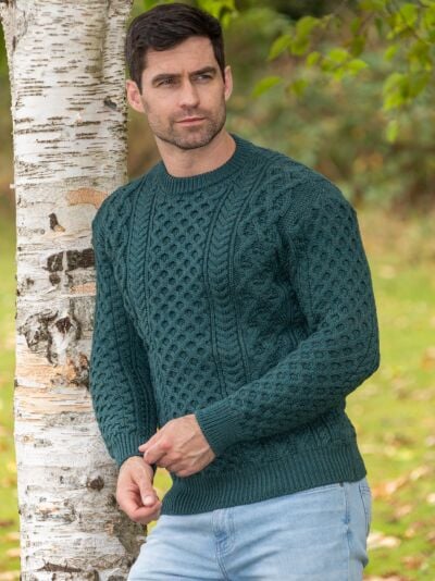 Unisex Heavyweight Aran Sweater Evergreen