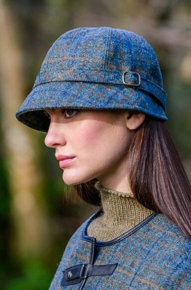 Ladies Irish Flapper Cap Green Brown Check Col: 782
