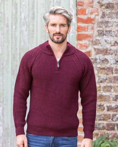 Men's half zip ribbed sweater Claret