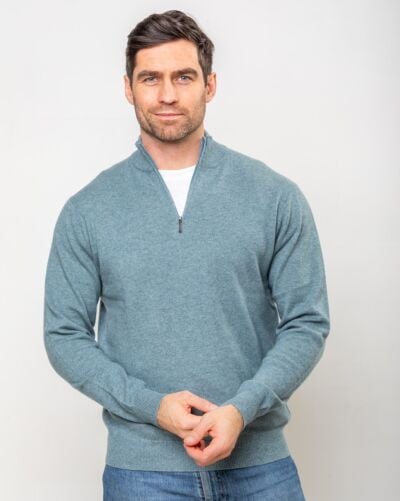 Cashmere and Merino wool 1/2 Zip Sweater Glacier