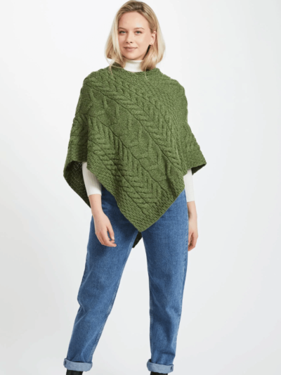 Aran Super Soft Poncho Green