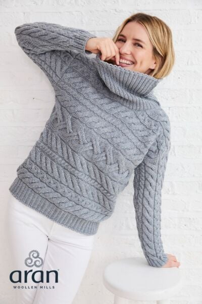 100% Super Soft Merino Wool Cowl Neck Grey