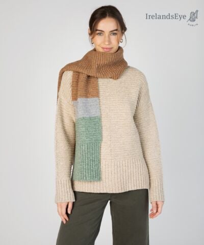 IrelandsEye Knitwear ‘Elder’ Contrast Panel Scarf
