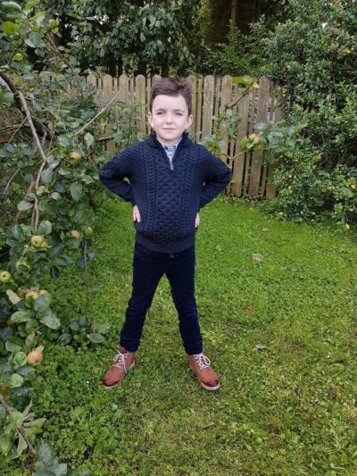 Kids Half Zip Aran Sweater Blackwatch