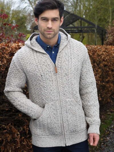 Mens hooded cardigan with zip