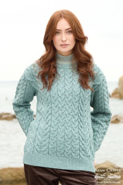Unisex Cable Knit Crew Neck Sweater Mermaid 