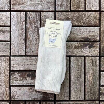 Luxury Mens Cashmere Blend Socks Natural (40-45)