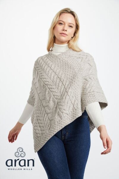 Aran Super Soft Poncho Oatmeal