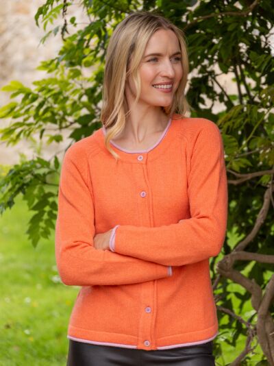 Wool and Cashmere Killiney Cardigan Coral