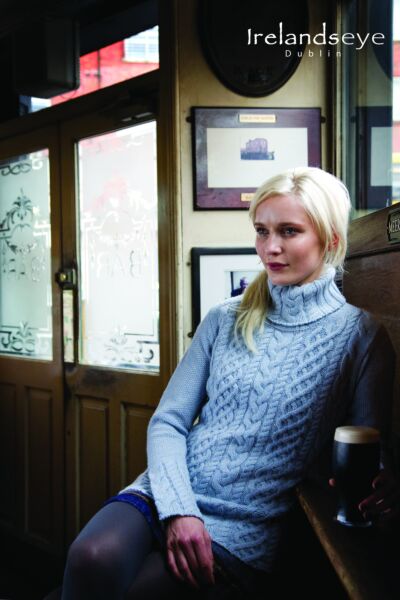 Aran Turtle Neck Sweater-Sky Blue-XL 1