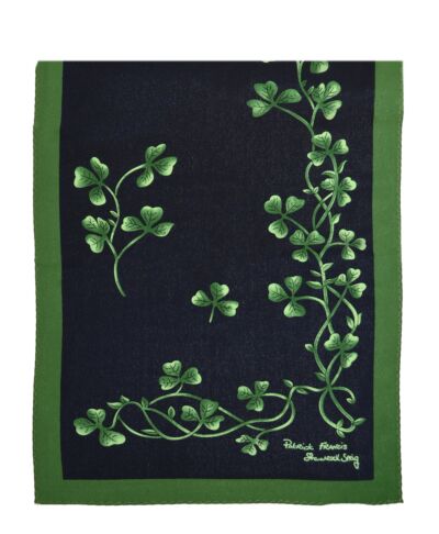 Shamrock Sprig Silk Scarf PF5001-Navy-One Size