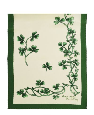 Shamrock Sprig Silk Scarf PF5032-Green/White-One Size