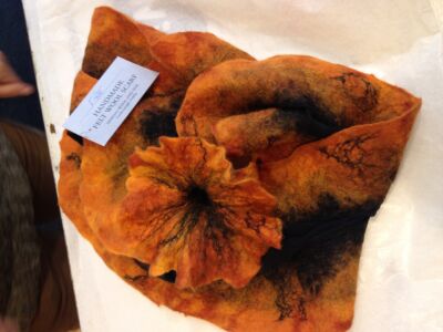 Felt Wool Scarf-Fire (black and orange)-One Size