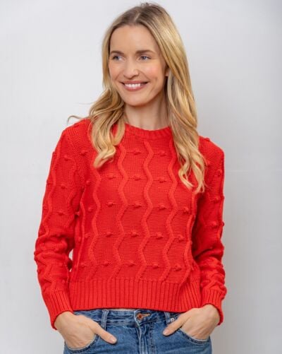 Red Bubble Sweater 100% Fine Merino Wool 
