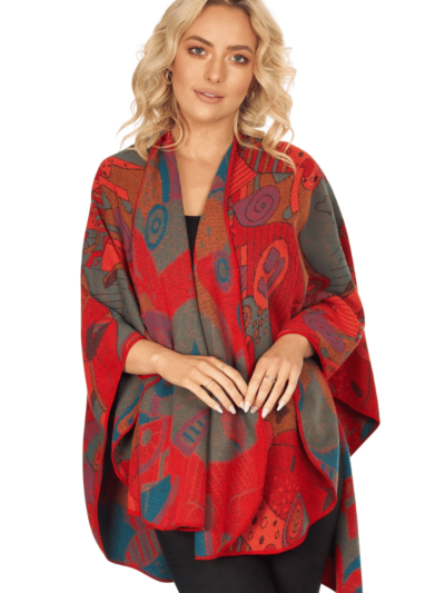 Irish Celtic Design Shawl Red 