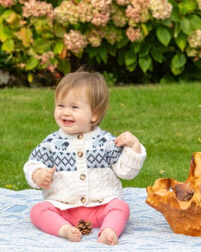 Kids Sheep Cardigan Merino Wool - Natural