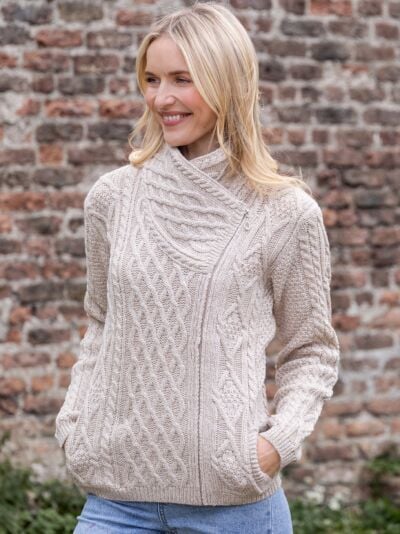 Aran Cable Knit Side Zip Parsnip