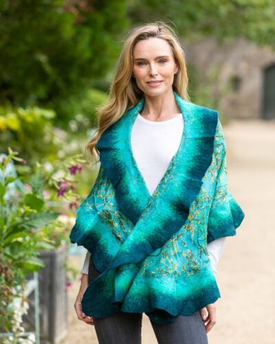  Felt Merino Wool & Silk Scarf Teal