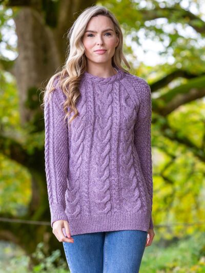 Wool and Cashmere Fitted Crew Lavender