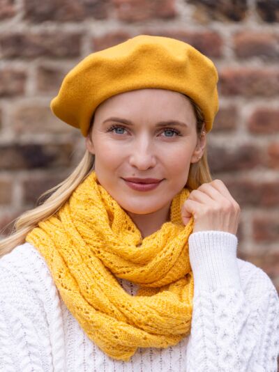 100% Merino Wool Beret Yellow