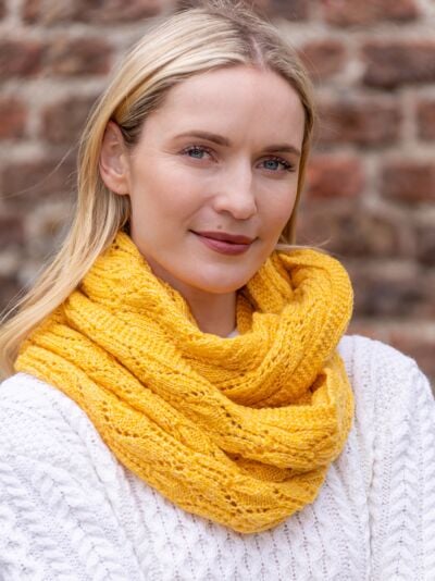 100% Merino Wool Infinity Scarf  Yellow