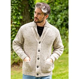 Men's Ribbed Shawl Neck Merino Wool Cardigan | The Sweater Shop