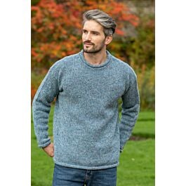 Donegal Roll Neck Sweater Sky Blue