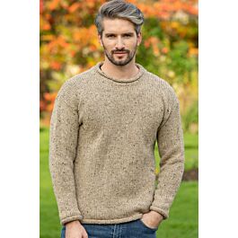 Donegal Wool Roll Neck Sweater Oatmeal