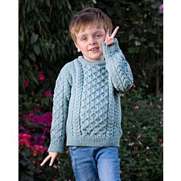 Kids Aran Sweater Aqua | The Sweater Shop